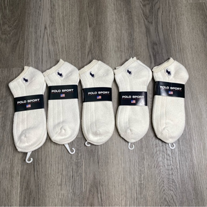 VINTAGE New Ralph Lauren Polo Sport Low Cut Socks 5 Pairs White‎ mens Size 10-13